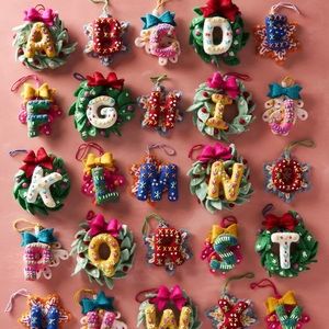 Anthropology deck the halls felt monogram ornament